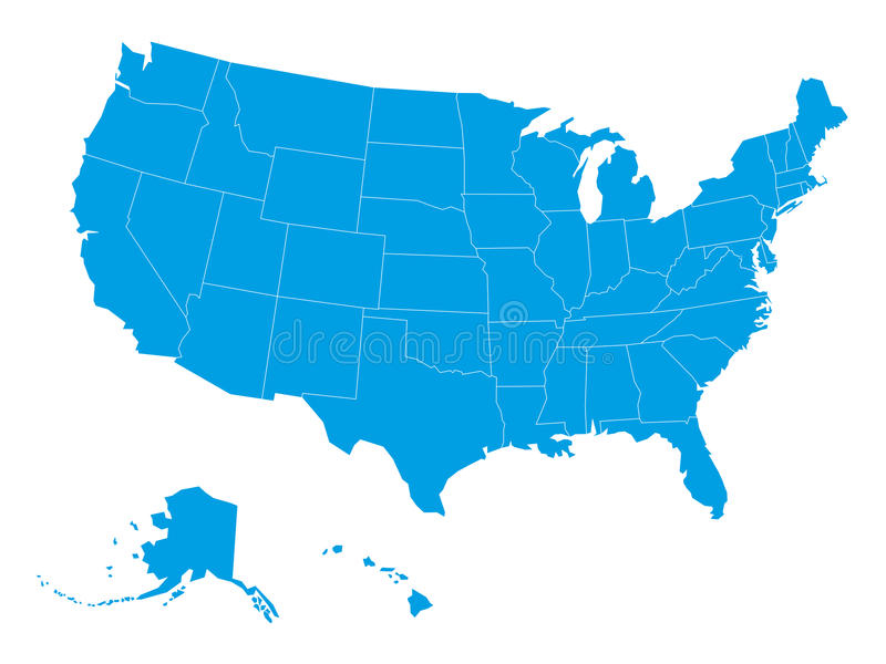 Vector Blank Map Of USA In Blue Stock Vector Illustration Of Land 