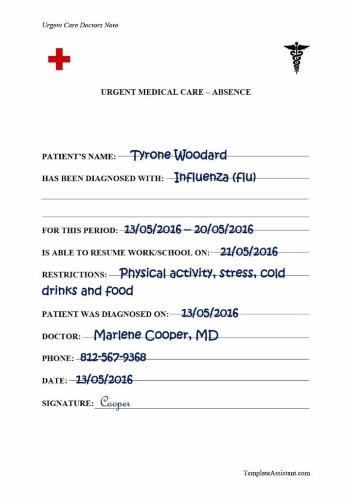 42 Fake Doctor s Note Templates For School Work Printable Templates 