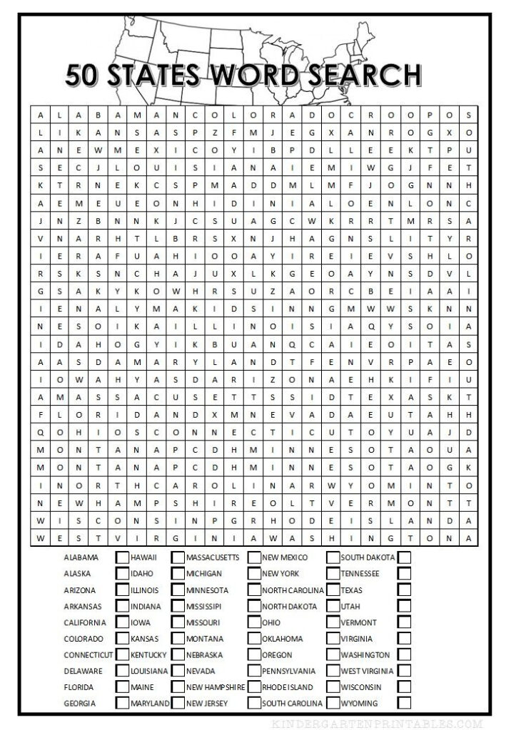 50 States Word Search Homeschool Learning 3rd Grade Words Social 