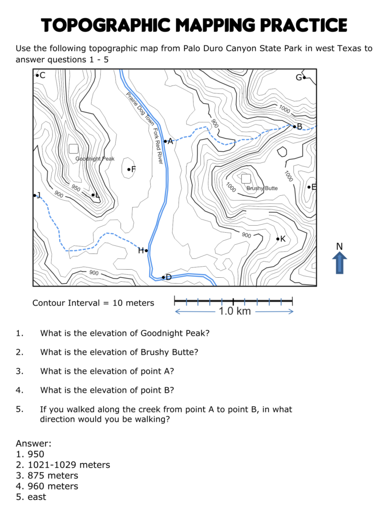 6 Best Topographic Map Worksheets Printable Printablee