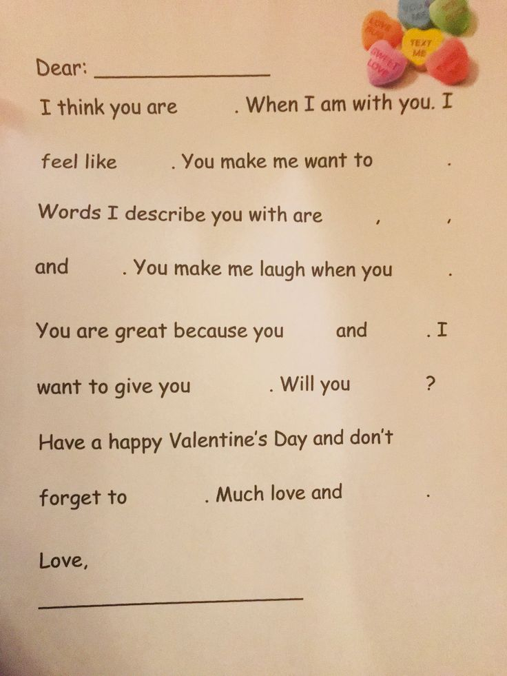 A Valentines Letter Fill The Blanks With Conversation Hearts This Is 