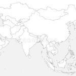Blank Political Map Of Asia 3D Earth Globe With Black Outline Map