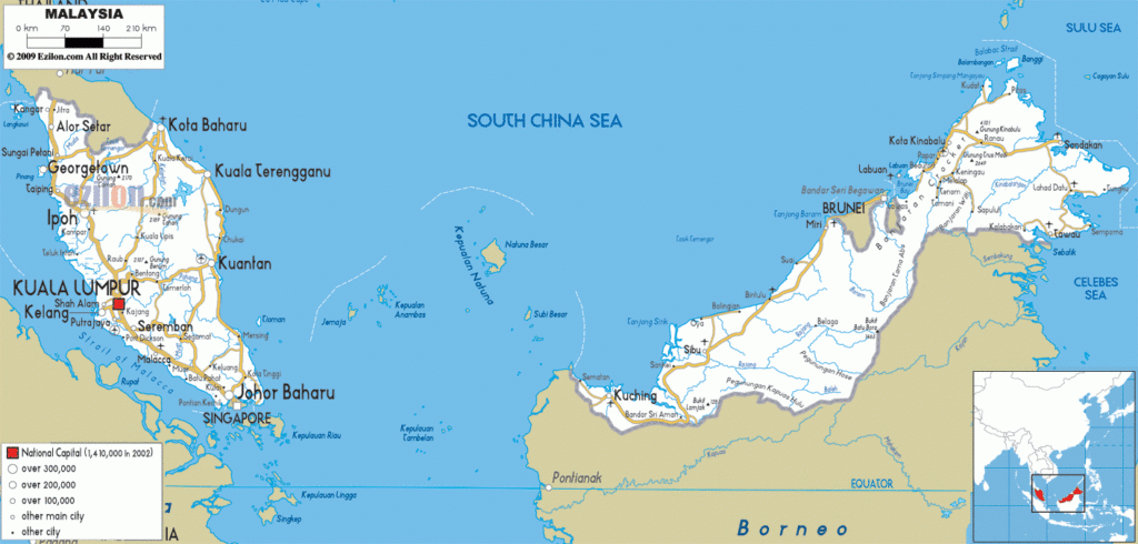 Detailed Clear Large Road Map Of Malaysia Ezilon Maps