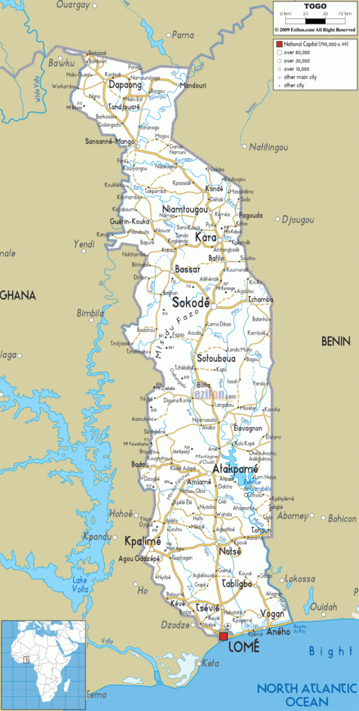 Detailed Clear Large Road Map Of Togo Ezilon Maps