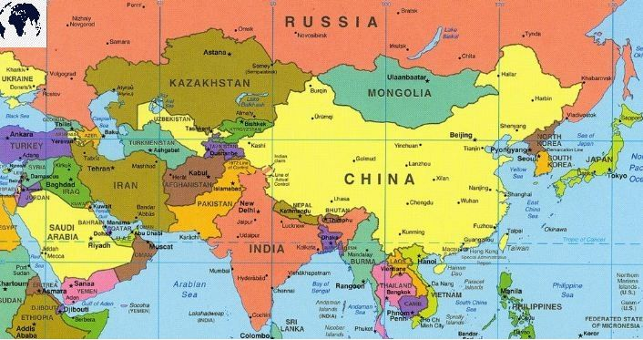 Free Labeled Asia Map With Countries Capital In PDF In 2021 Asia 