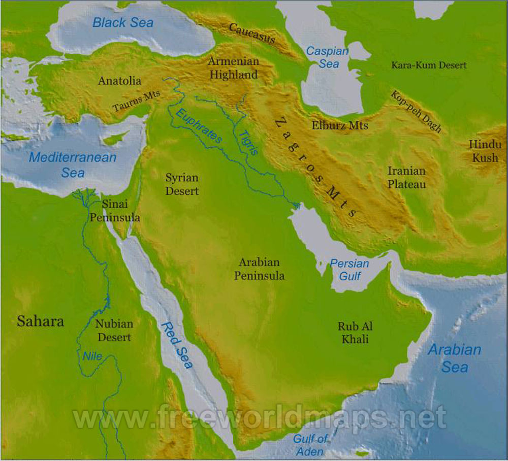 Free Middle East Maps By Freeworldmaps
