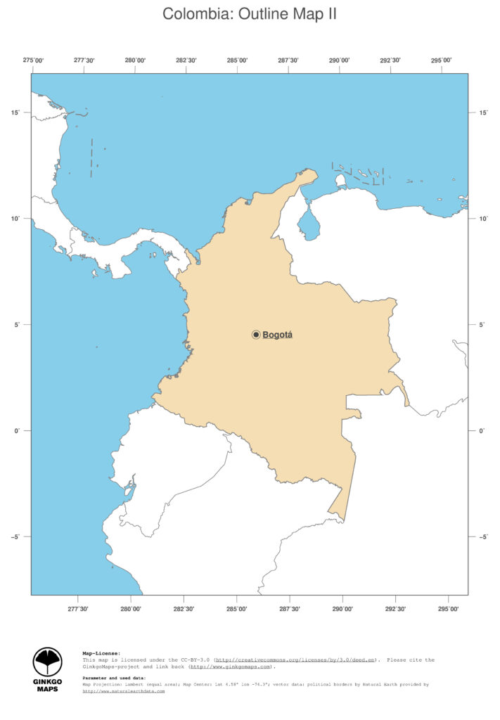 Map Colombia GinkgoMaps Continent South America Region Colombia