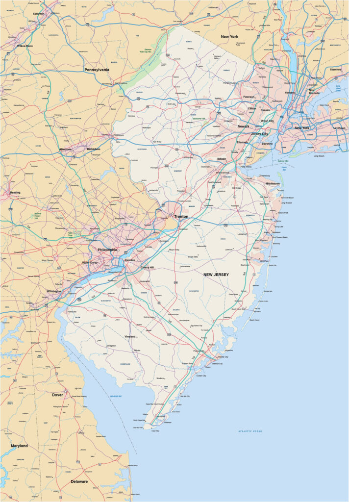New Jersey Map Digital Vector Creative Force