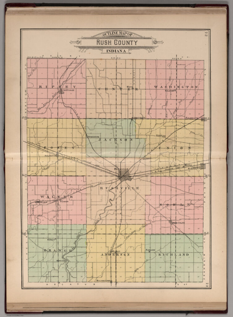 Outline Map Of Rush County Indiana David Rumsey Historical Map 