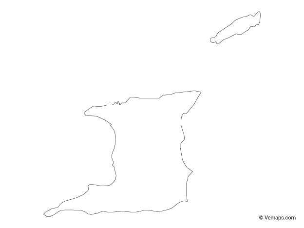 Outline Map Of Trinidad And Tobago Free Vector Maps Trinidad Map 