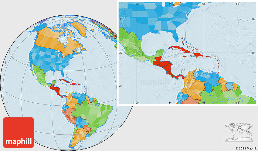 Political Location Map Of Central America
