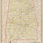 Railroad And County Map Of Alabama Barry Lawrence Ruderman Antique