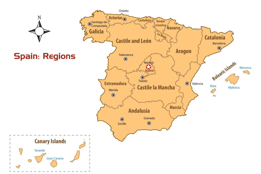 Regions Of Spain Map And Guide