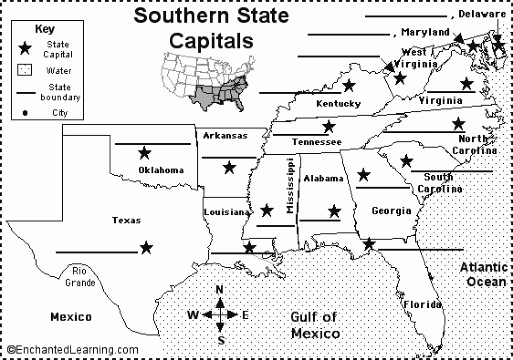 Southeast Map With Capitals And States Printable Map