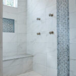 United States Marble Shower Bench Bathroom Transitional With Mosaic