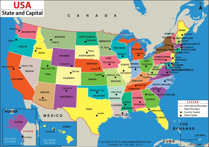 US States And Capitals Map United States Capitals States And 