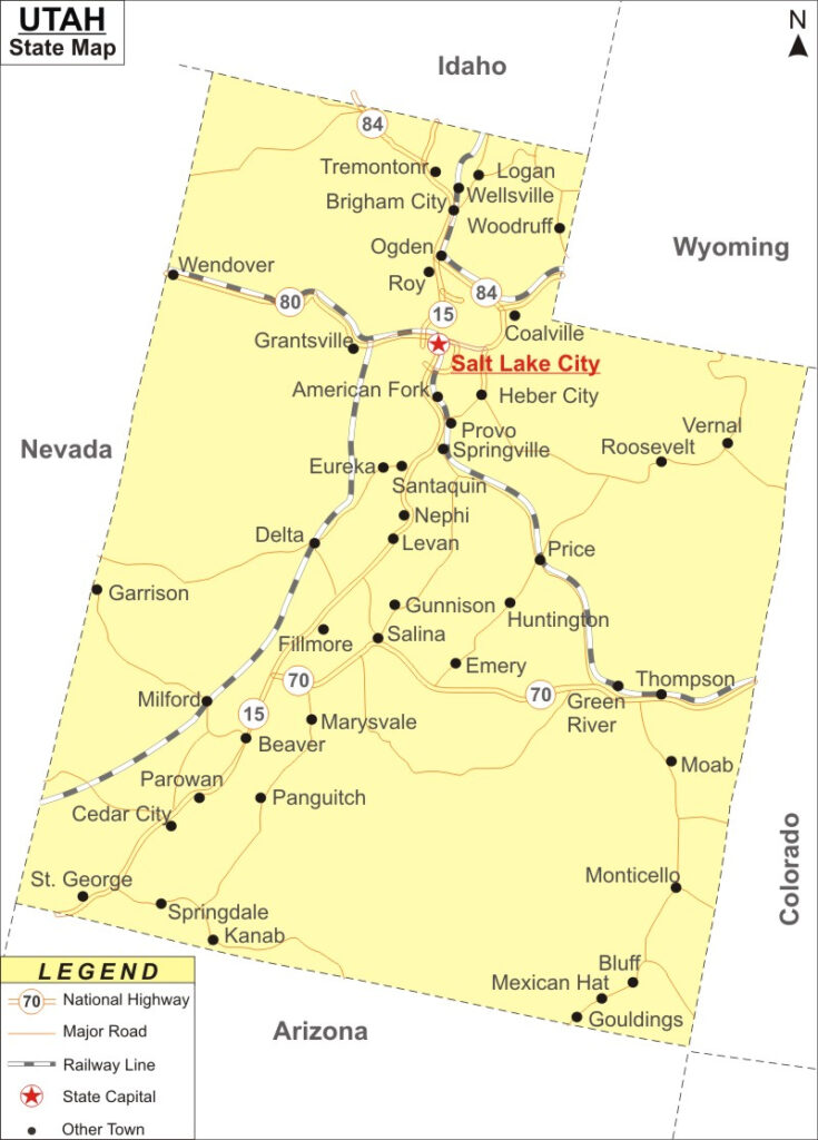 Utah Map Map Of Utah State USA Cities Road River Highways