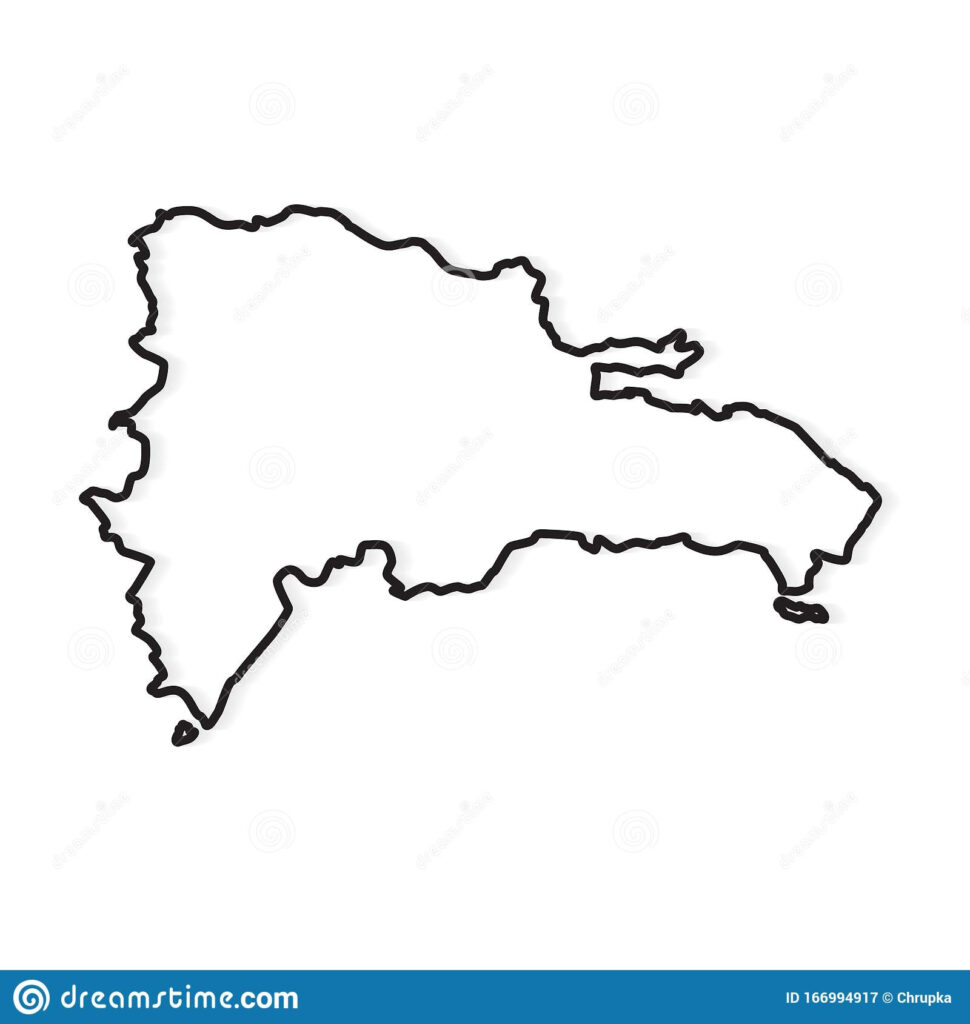 Black Outline Of Dominican Republic Map Stock Vector Illustration Of 