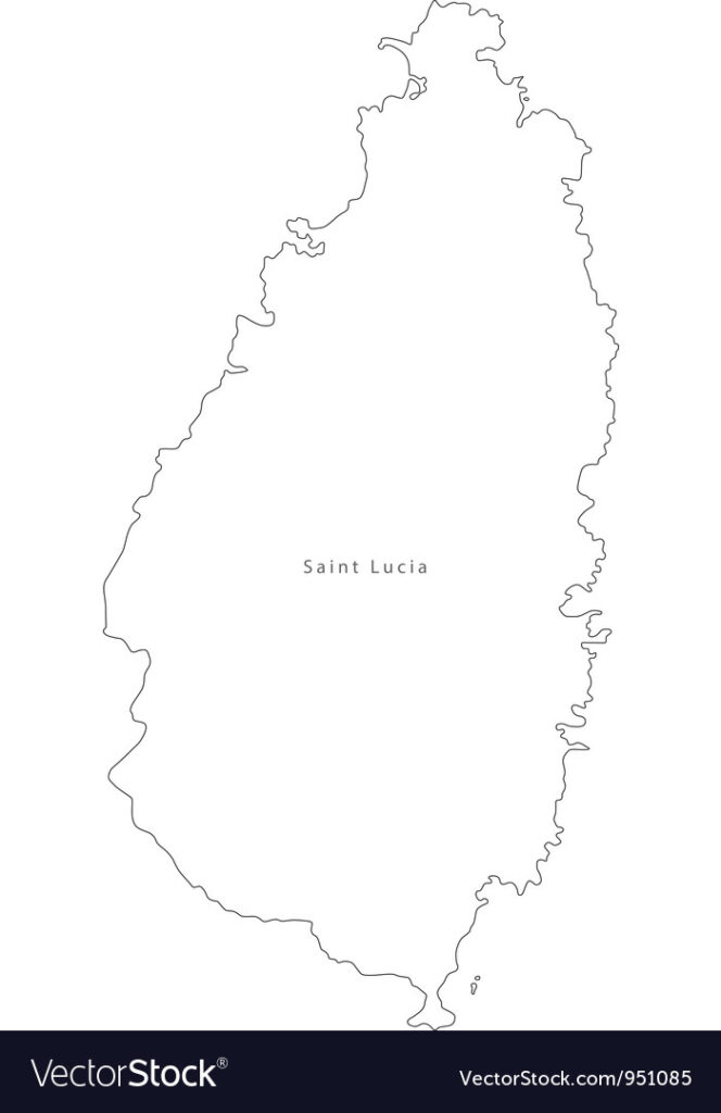 Black White Saint Lucia Outline Map Royalty Free Vector