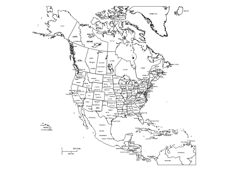 Blank Labeled Map Of North America