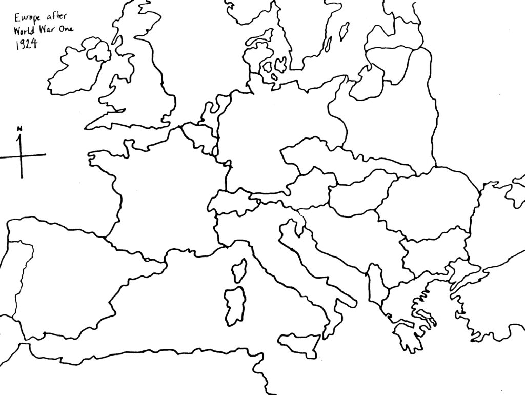 Blank Map Of Europe Post WWI Pre WWII World History 19th 20th 