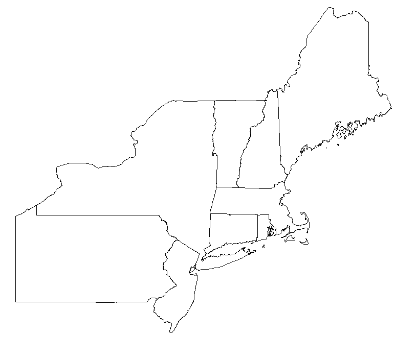 Blank Map Of Northeast Usa