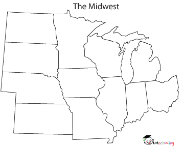 Blank Map Of United States Midwest Region