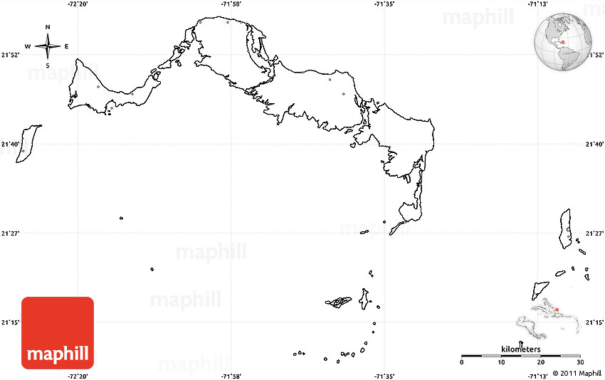 Blank Simple Map Of Turks And Caicos Islands No Labels