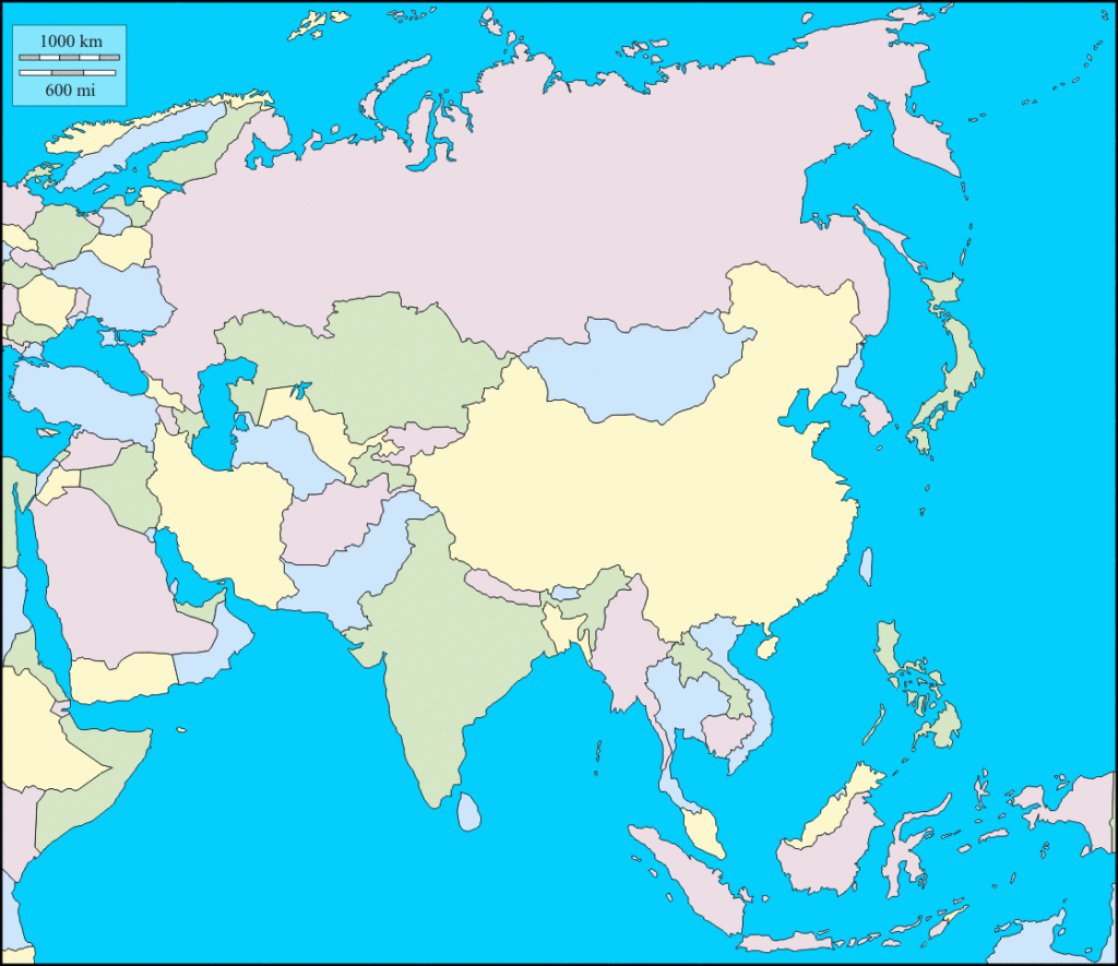 Free Detailed Printable Blank Map Of Asia Template In PDF World Map 