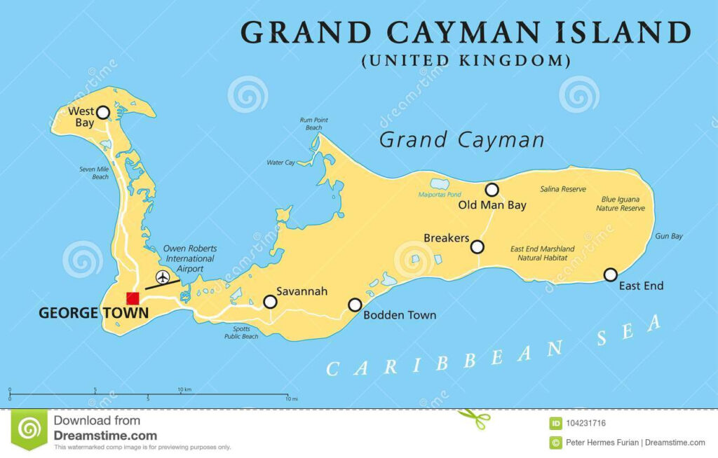 Grand Cayman Island Political Map Stock Vector Illustration Of 