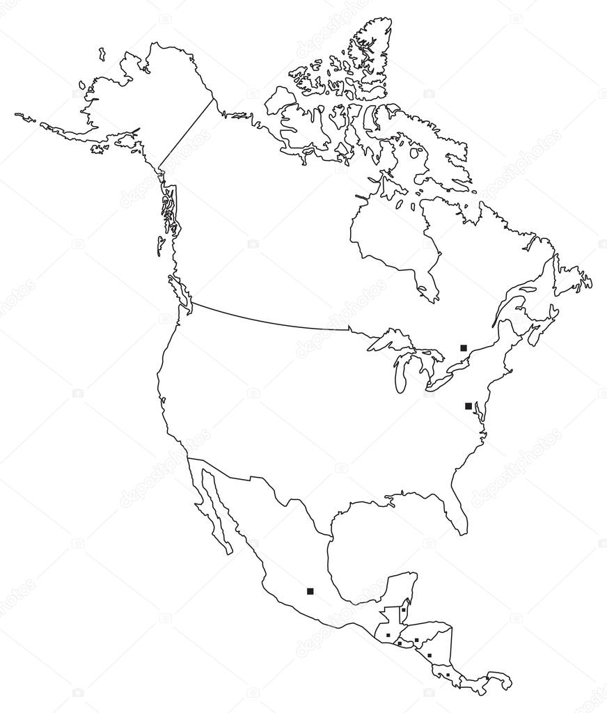 North America Map With Capitals Stock Vector Delpieroo 51647389