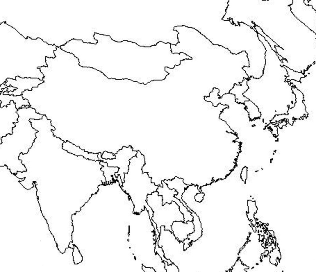 Outline Map Of Asia And Middle East Free Printable Coloring Page For 