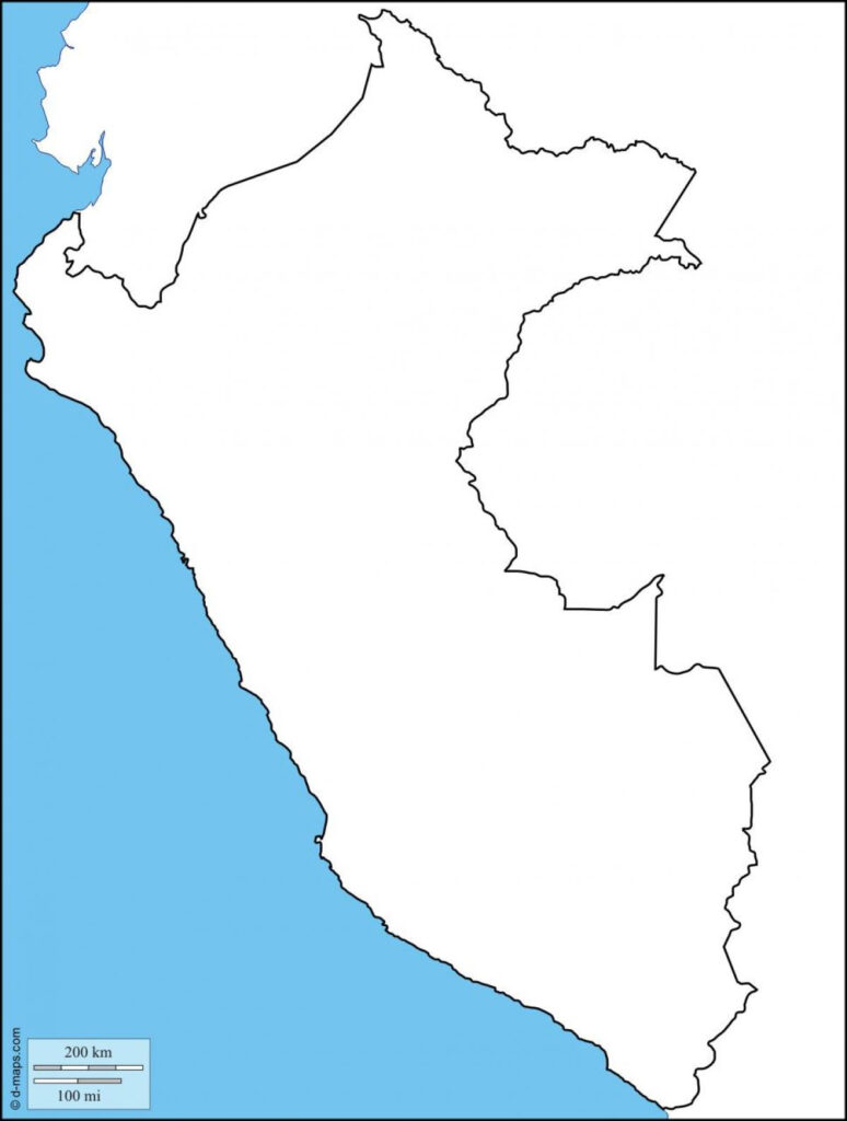Peru Map Outline Peru Blank Map South America Americas 