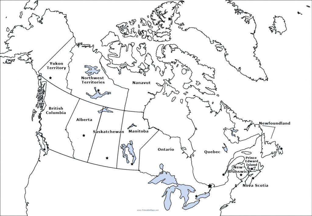 Printable Blank Map Of Canada With Provinces And Capitals Free