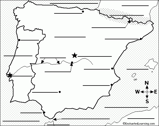 Spain And Portugal Map Label Me Printout EnchantedLearning