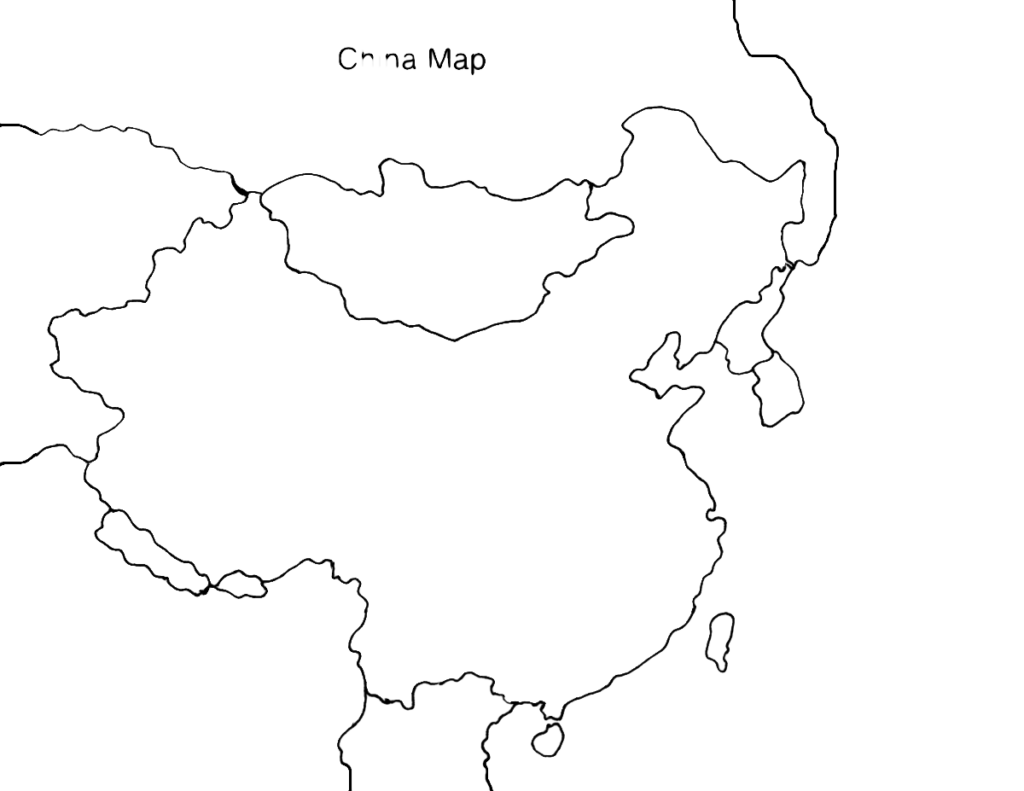 Blank Map Of Ancient China With Rivers And Mountains