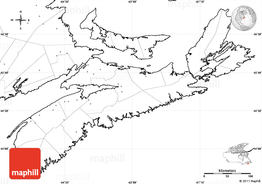 Blank Simple Map Of Nova Scotia No Labels