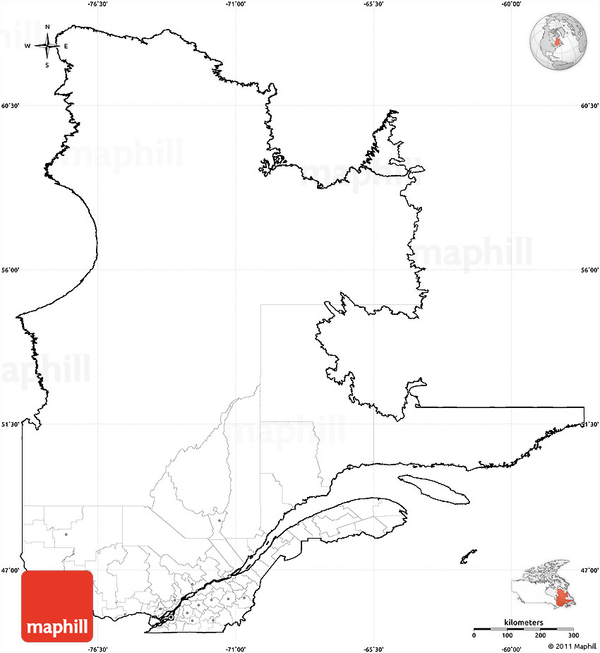 Blank Simple Map Of Quebec Cropped Outside No Labels