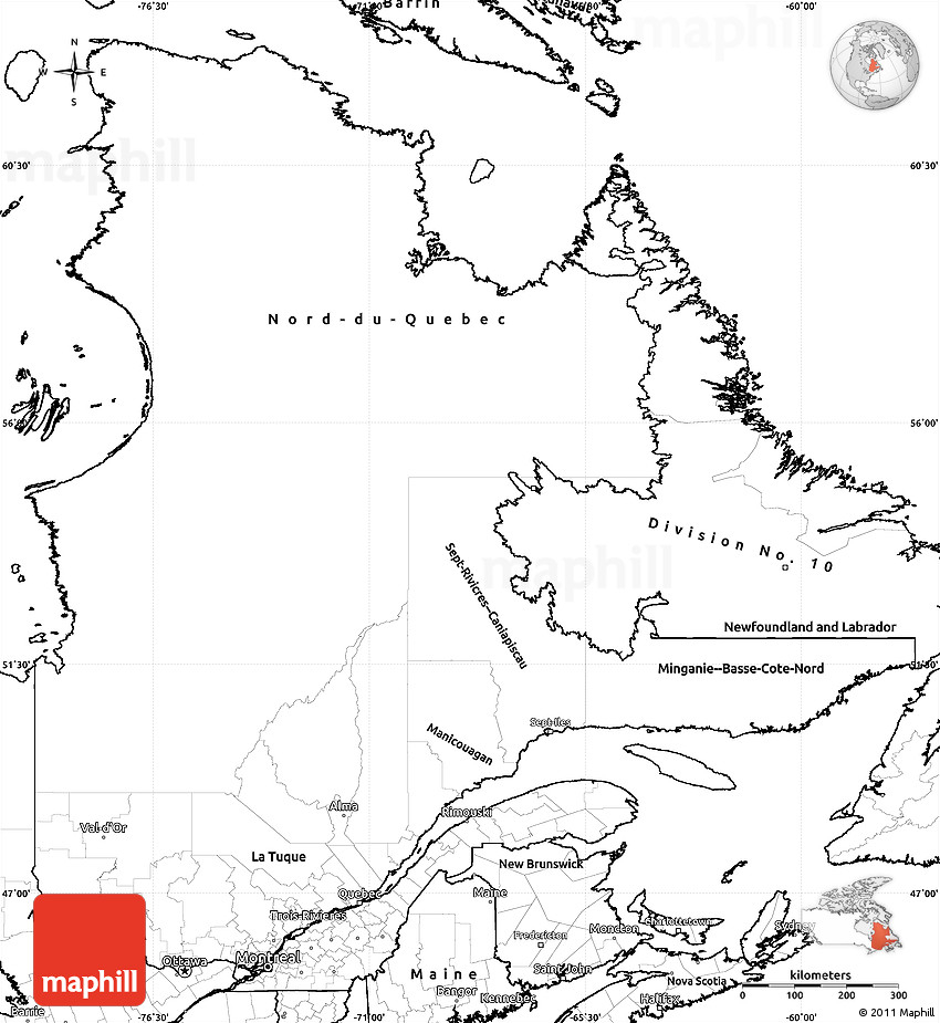 Blank Simple Map Of Quebec