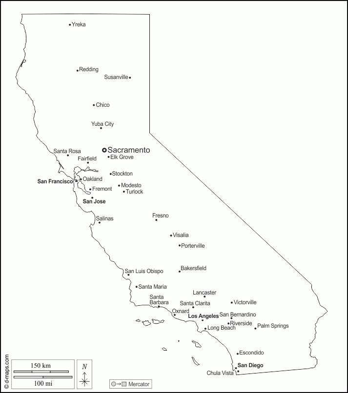 California Free Map Free Blank Map Free Outline Map Free Base Map 