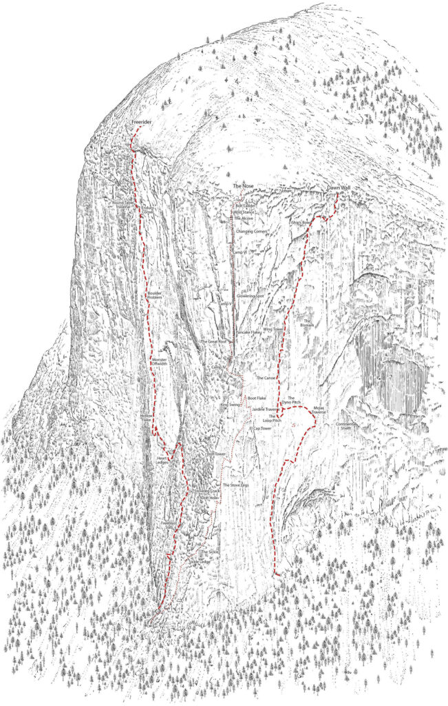 El Capitan Topo Illustration Detailing Freerider Free Solo Etsy 