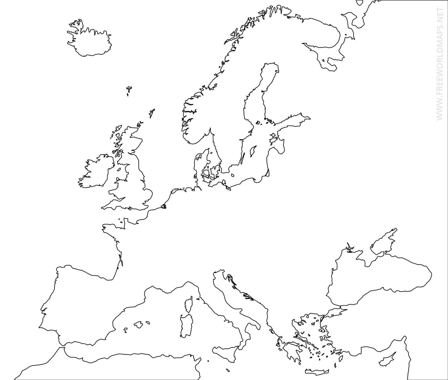 Free Printable Blank Map Of Europe In PDF Outline Cities