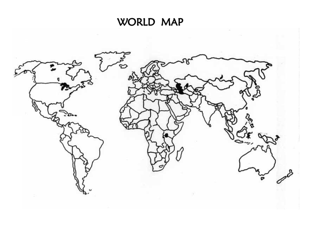 Free Printable Blank Outline Map Of World PNG PDF 