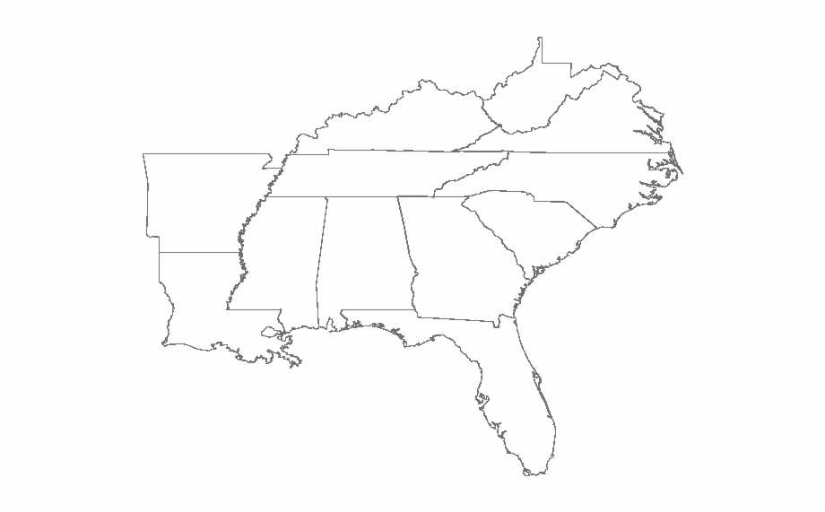Map Of Capitals Of Southeast Us Us Southeast Region Blank Southeast