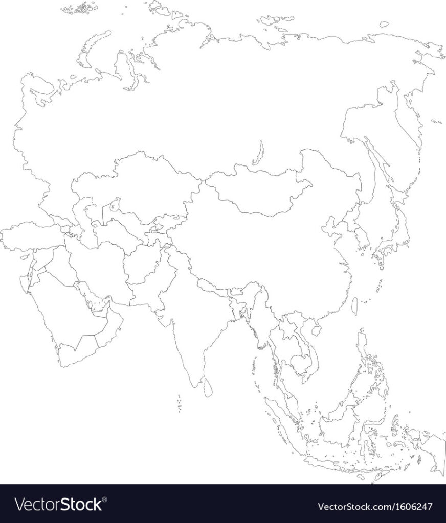 Outline Asia Map Royalty Free Vector Image VectorStock