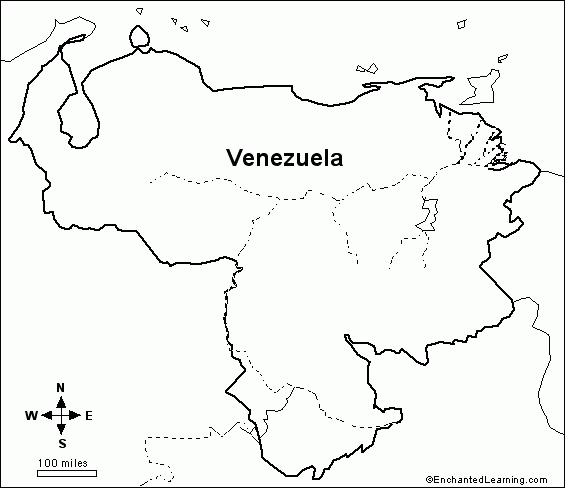 Outline Map Research Activity 3 Venezuela EnchantedLearning