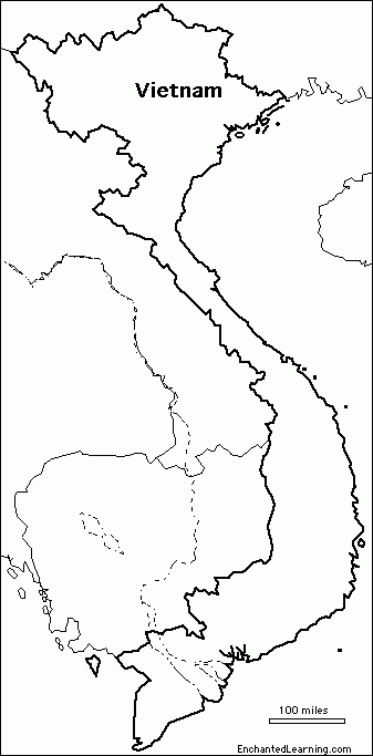 Outline Map Vietnam EnchantedLearning