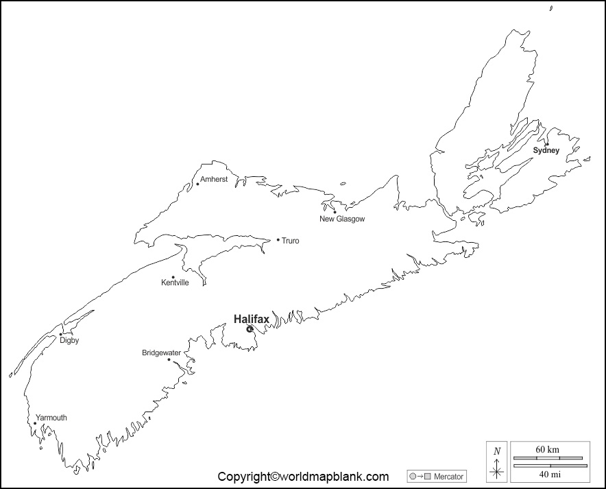 Printable Blank Map Of Nova Scotia Outline Transparent Map