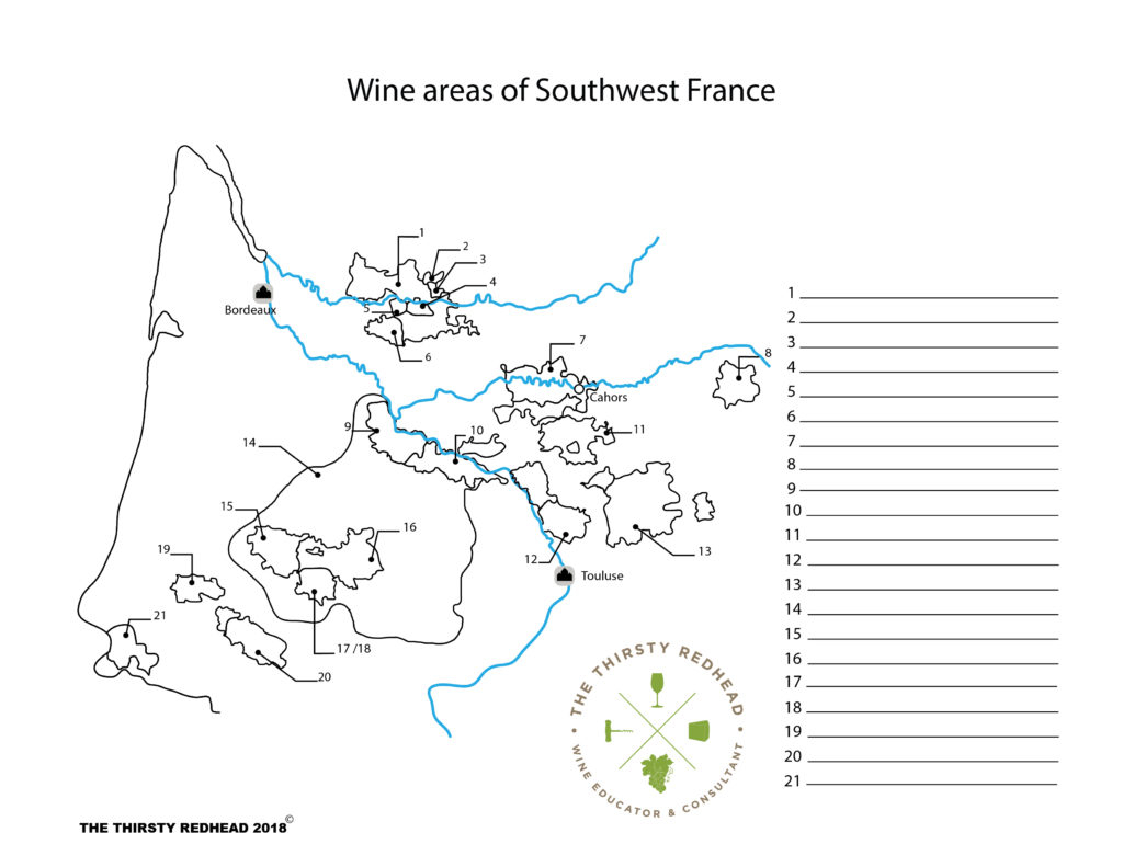 Southwest France Wine Map Blank The Thirsty Redhead