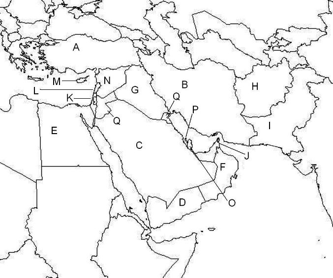 World Geography SW Asia Unit 7 Map Quiz Countries ProProfs Quiz